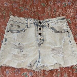 Wonderly Light Wash Distressed Jean Shorts